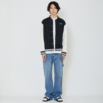 Men Oversized Varsity Jacket - Black - SM2402036C