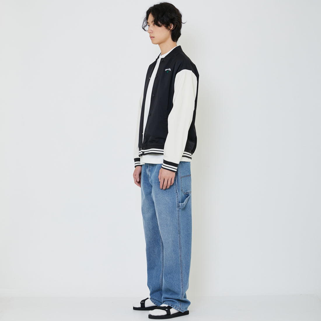 Men Oversized Varsity Jacket - Black - SM2402036C