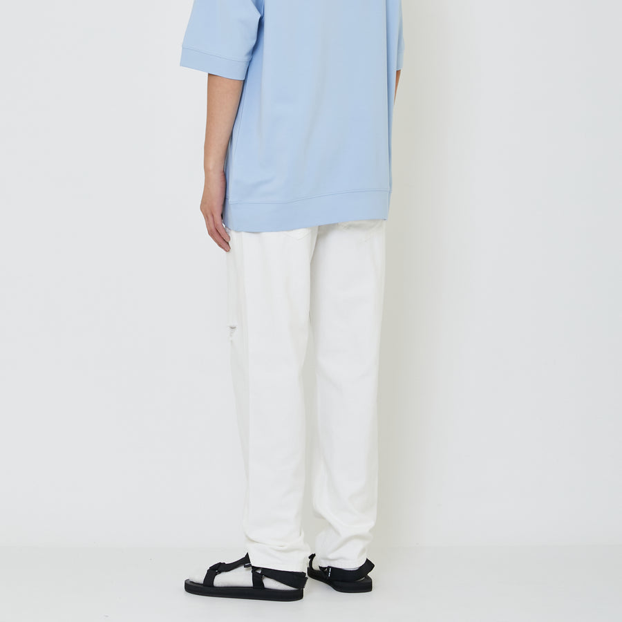 Men Slim Cut Long Jeans With Belt - Off White - SM2402041A