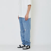 Men Slim Cut Long Jeans With Belt - Light Blue - SM2402041B