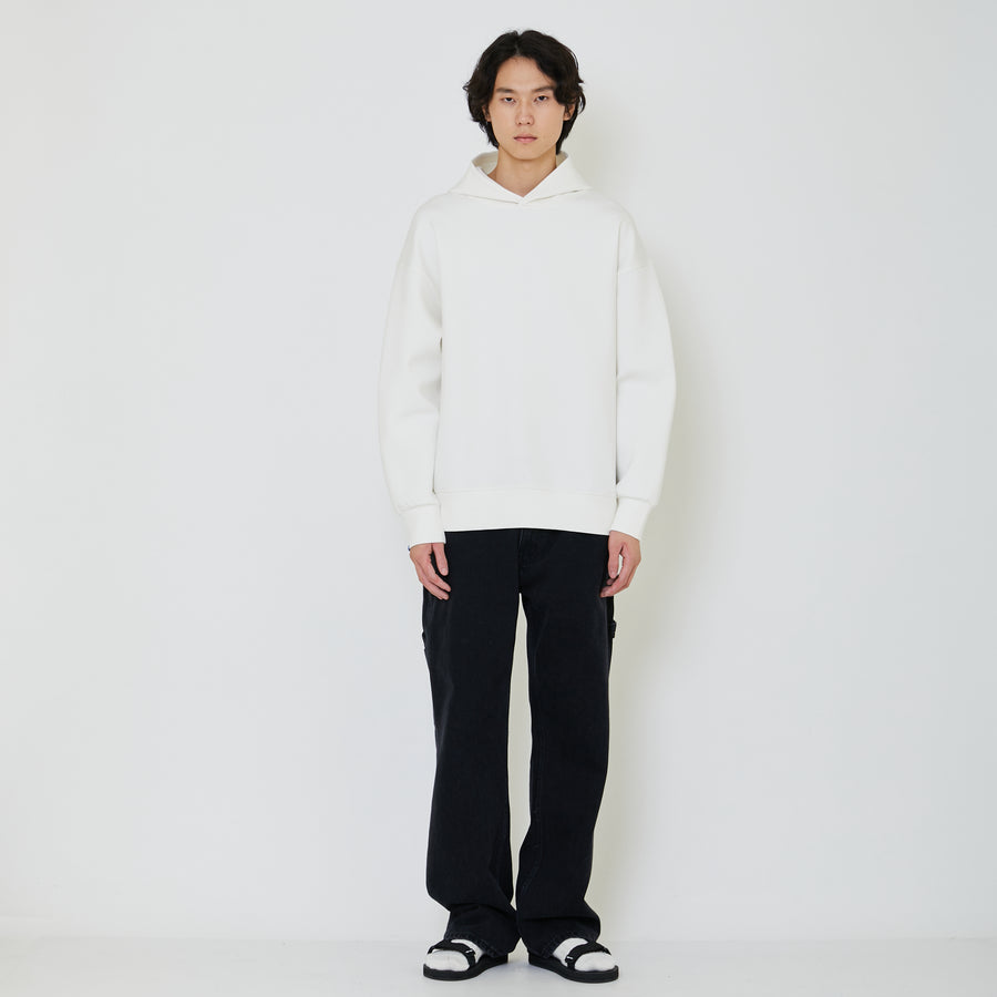 Men Oversized Neoprene Hoodie - Off White - SM2403050A