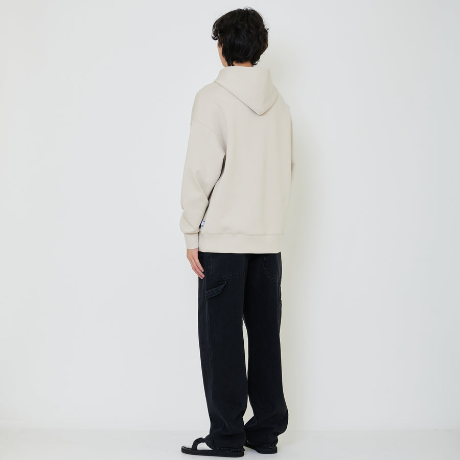 Men Oversized Neoprene Hoodie - Beige - SM2403050B