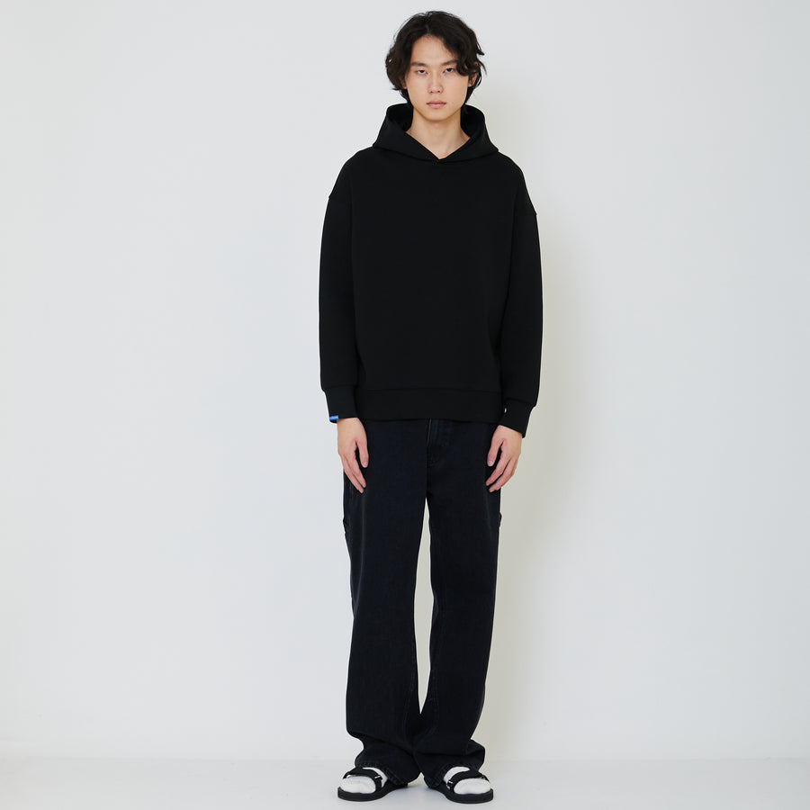 Men Oversized Neoprene Hoodie - Black - SM2403050C