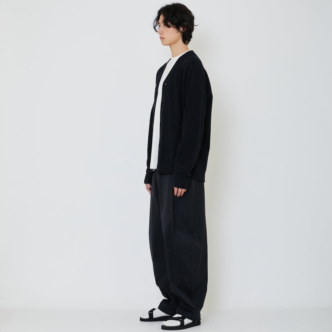 Men Oversized Cardigan - Black - SM2403062B