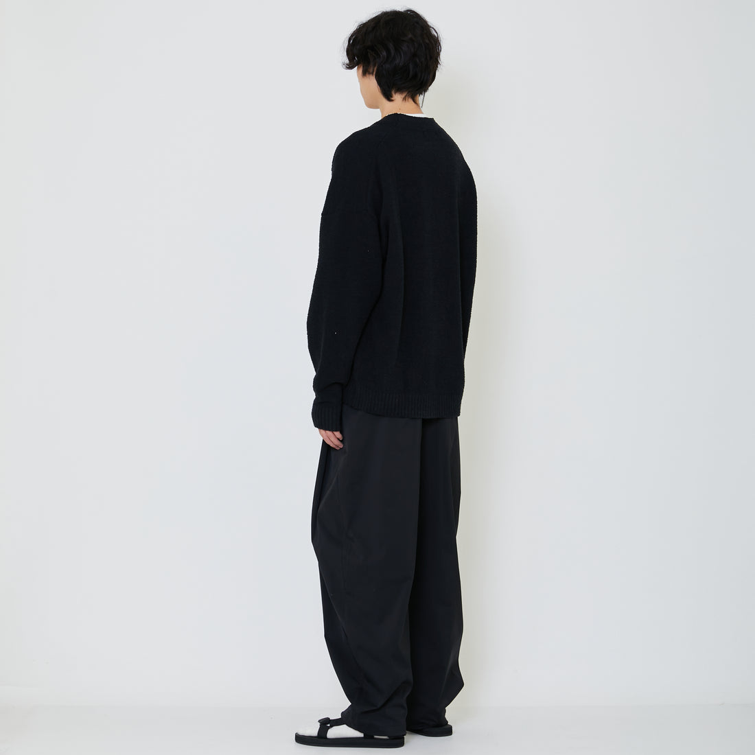 Men Oversized Cardigan - Black - SM2403062B