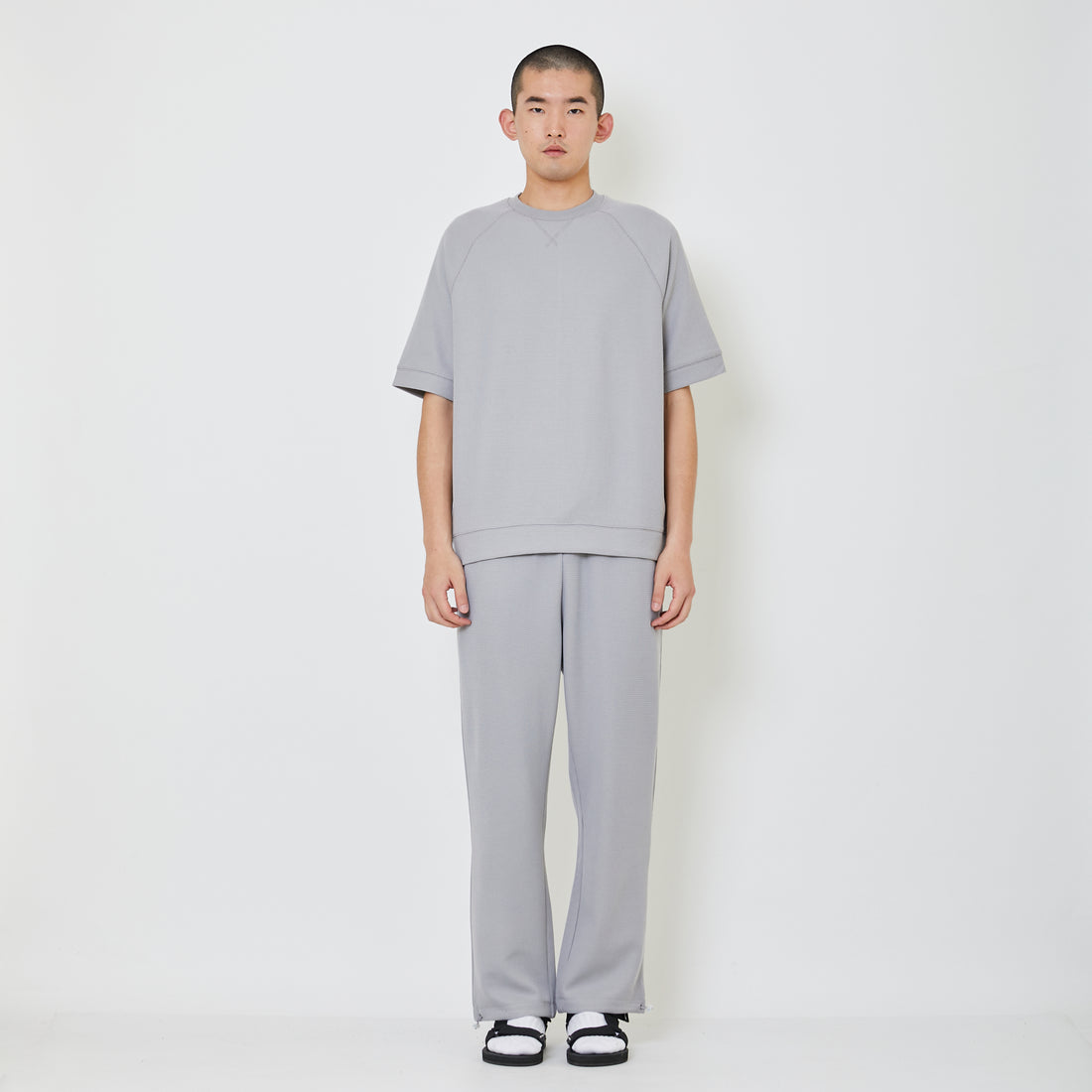 Men Waffle Knit Cargo Pants - Light Grey - SM2404078B