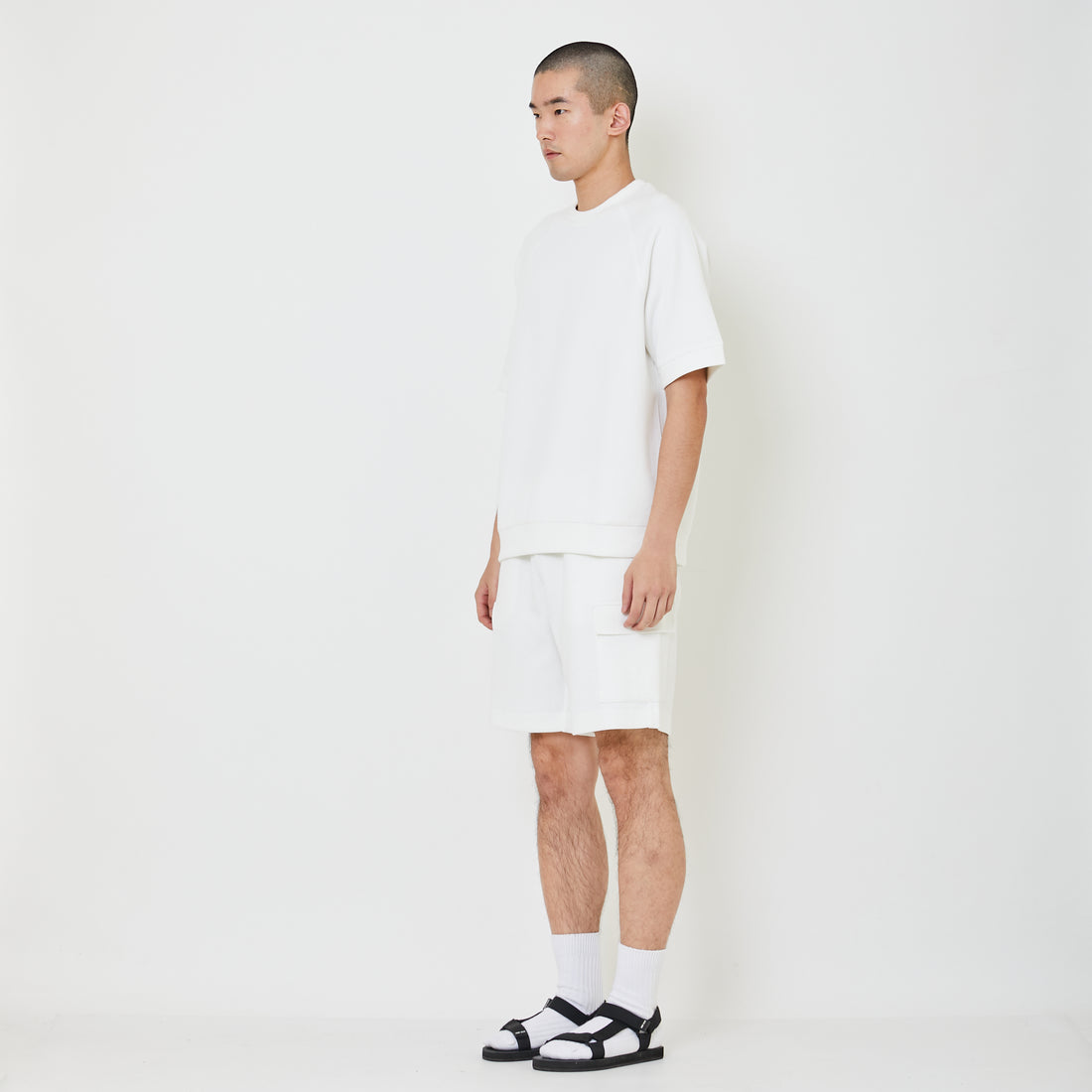 Men Waffle Knit Cargo Shorts - Off White - SM2404111A