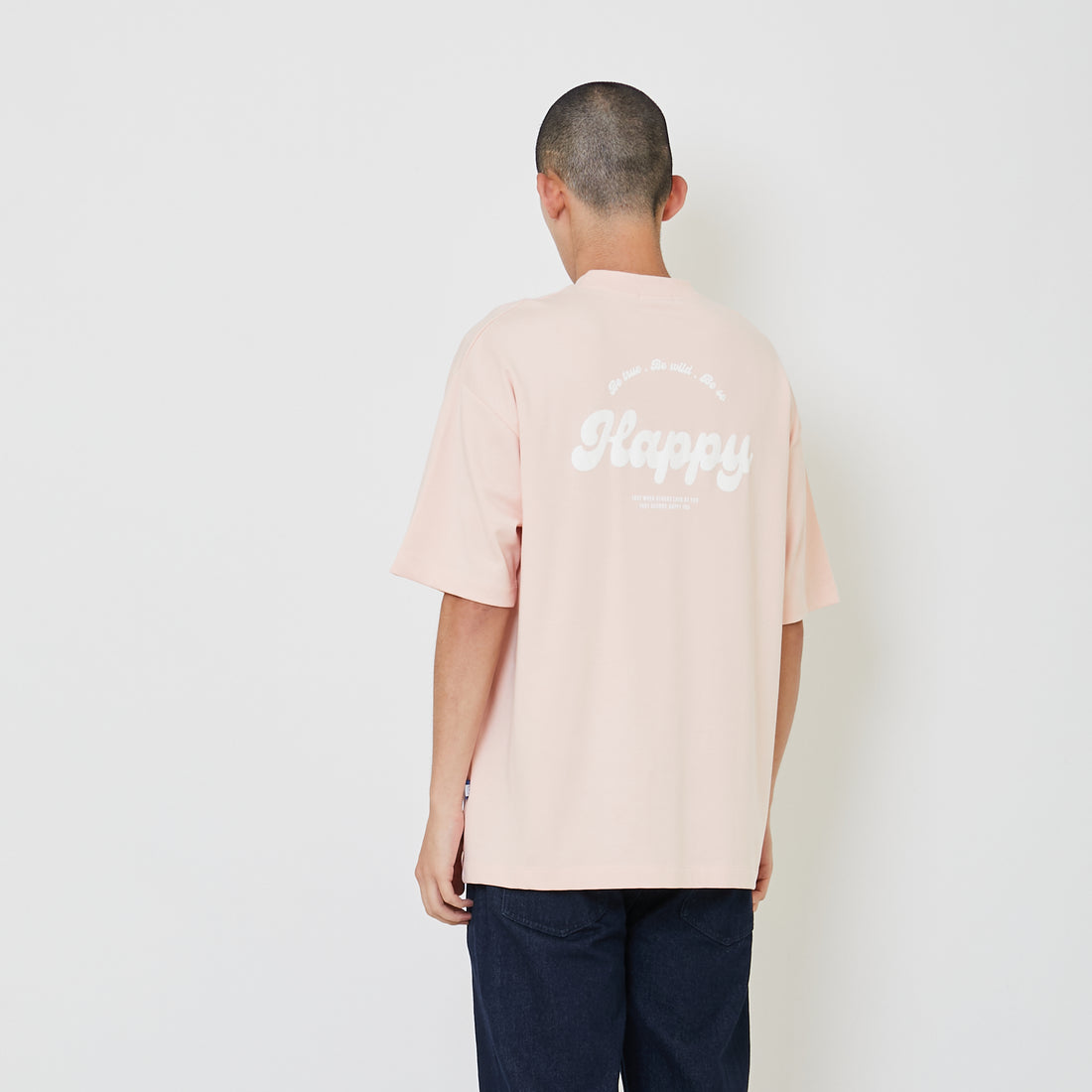 Men Printed Oversized Tee - Light Pink - SM2405080B
