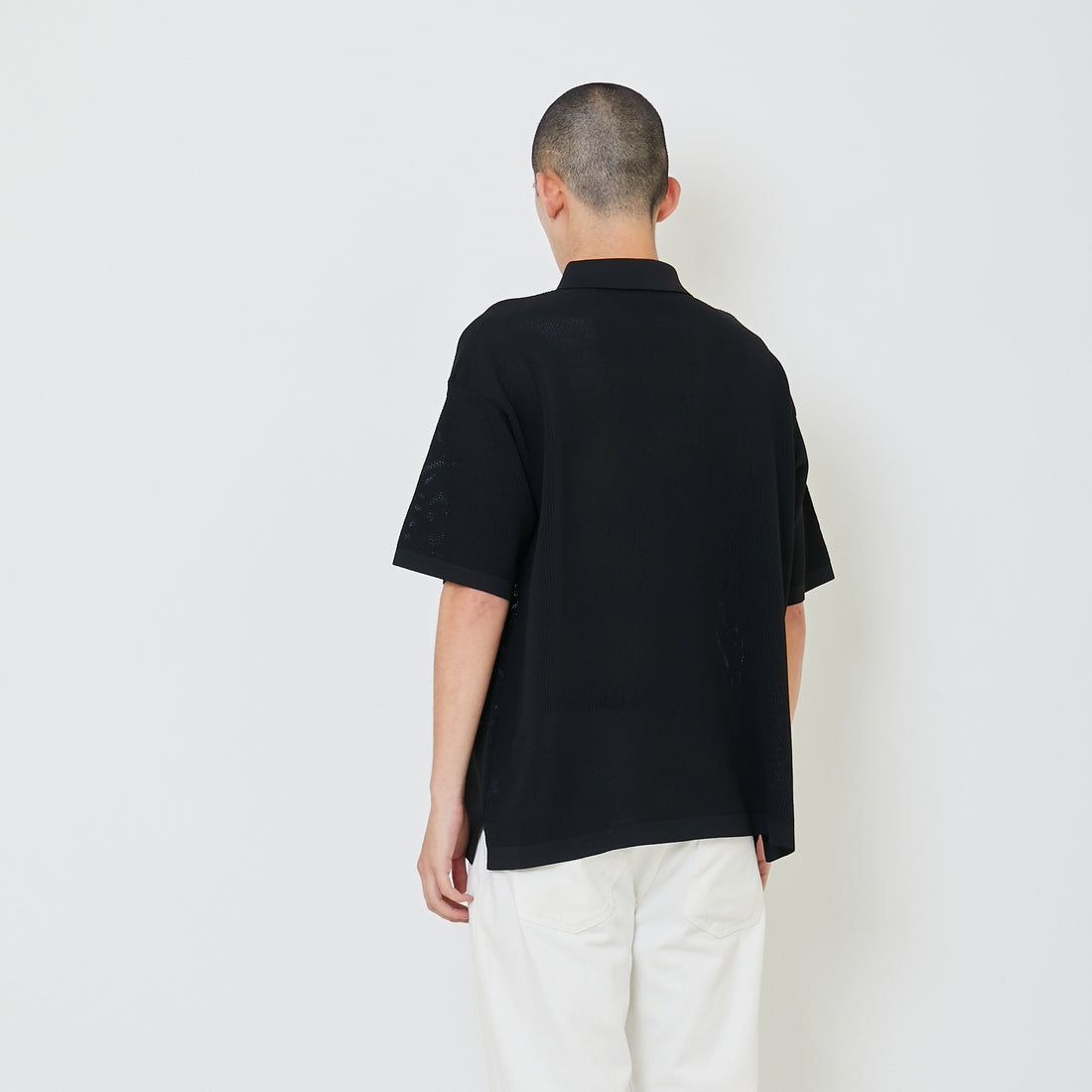 Men Oversized Polo Sweater - Black - SM2405085A