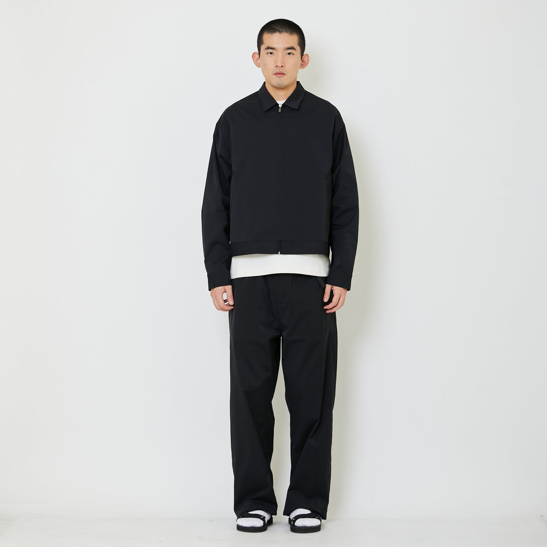 Men Oversized Nylon Shirt - Black - SM2405094B