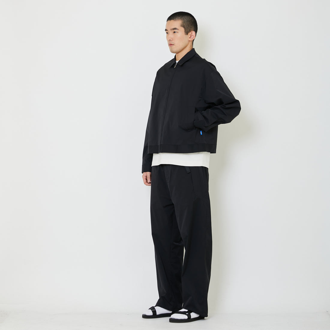 Men Oversized Nylon Shirt - Black - SM2405094B