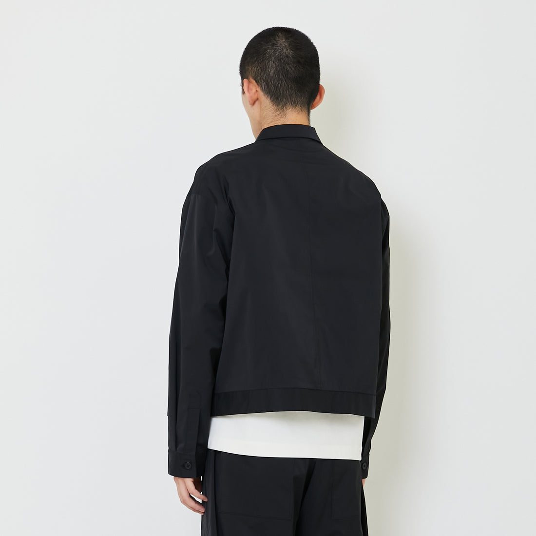 Men Oversized Nylon Shirt - Black - SM2405094B