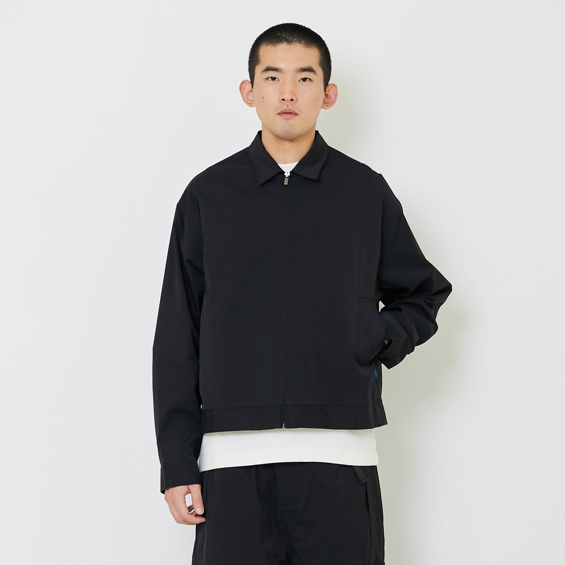 Men Oversized Nylon Shirt - Black - SM2405094B