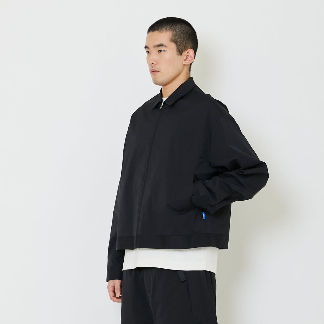 Men Oversized Nylon Shirt - Black - SM2405094B