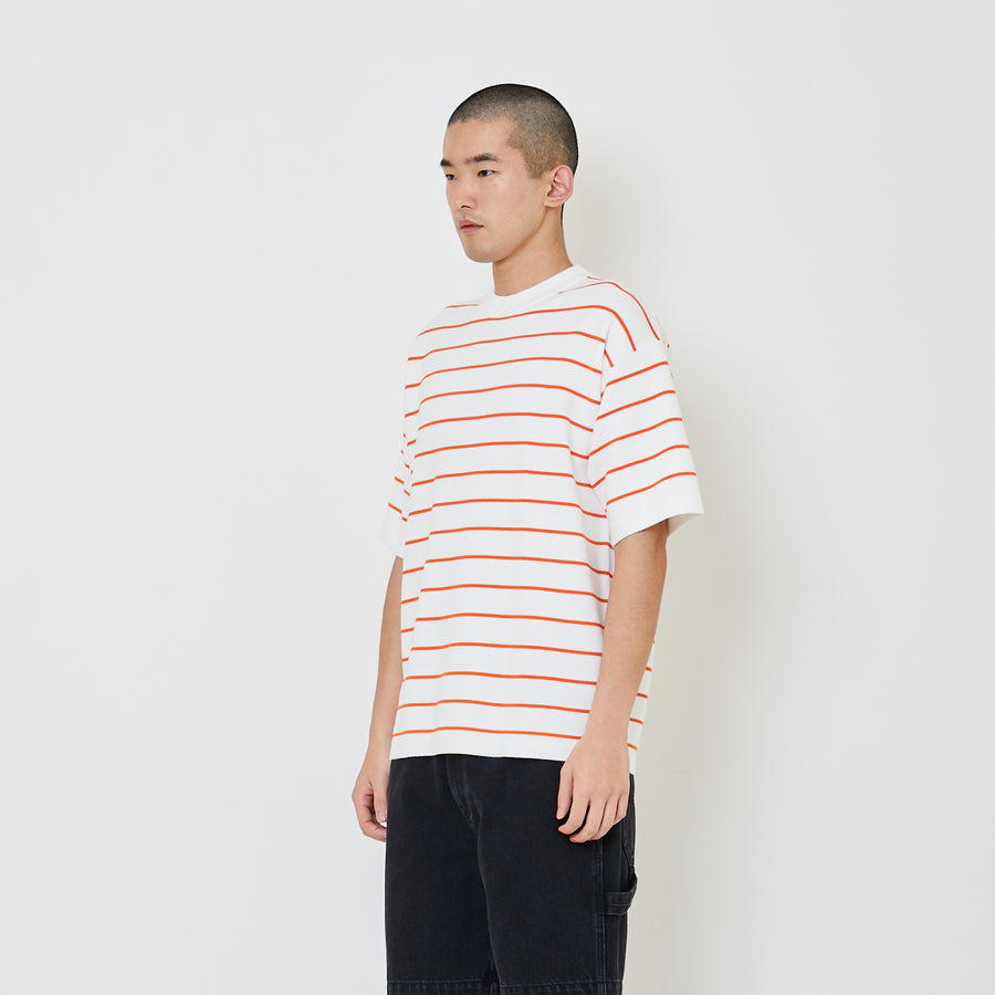 Men Oversized Stripe Sweater - Orange - SM2406101A
