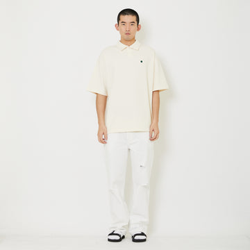Men Straight Cut Long Jeans With Belt - Off White - SM2407131A