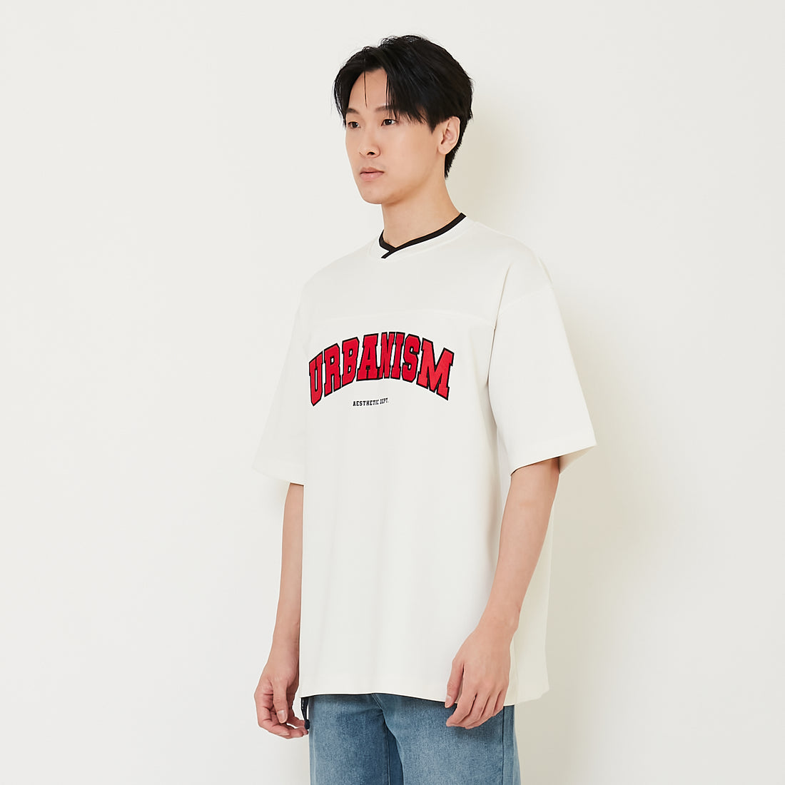 Men Embroidery Oversized Jersey Tee - Off White - SM2410190A