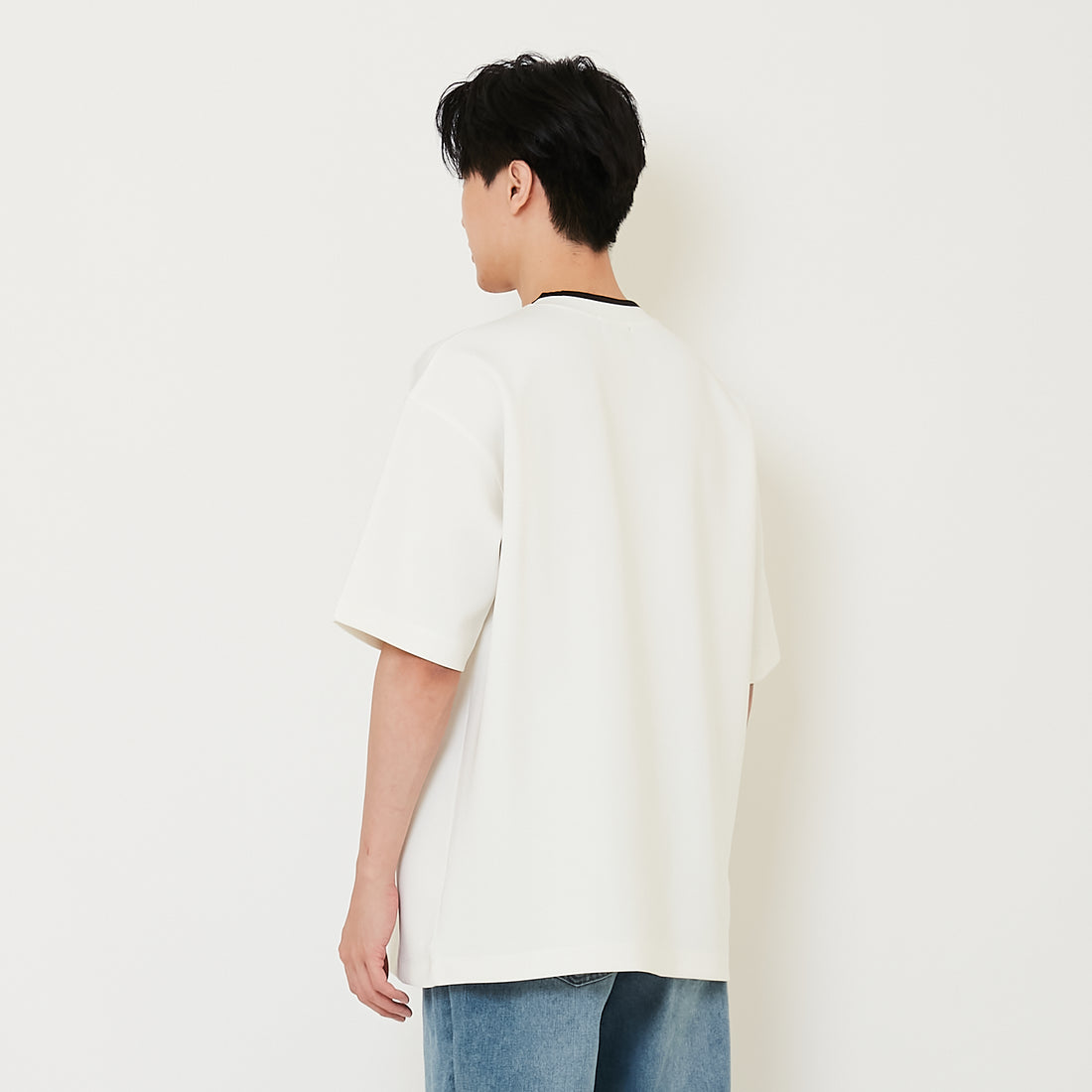 Men Embroidery Oversized Jersey Tee - Off White - SM2410190A
