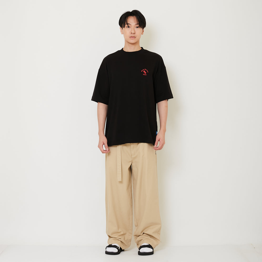 Men Wide Leg Long Pants - Khaki - SM2410199A