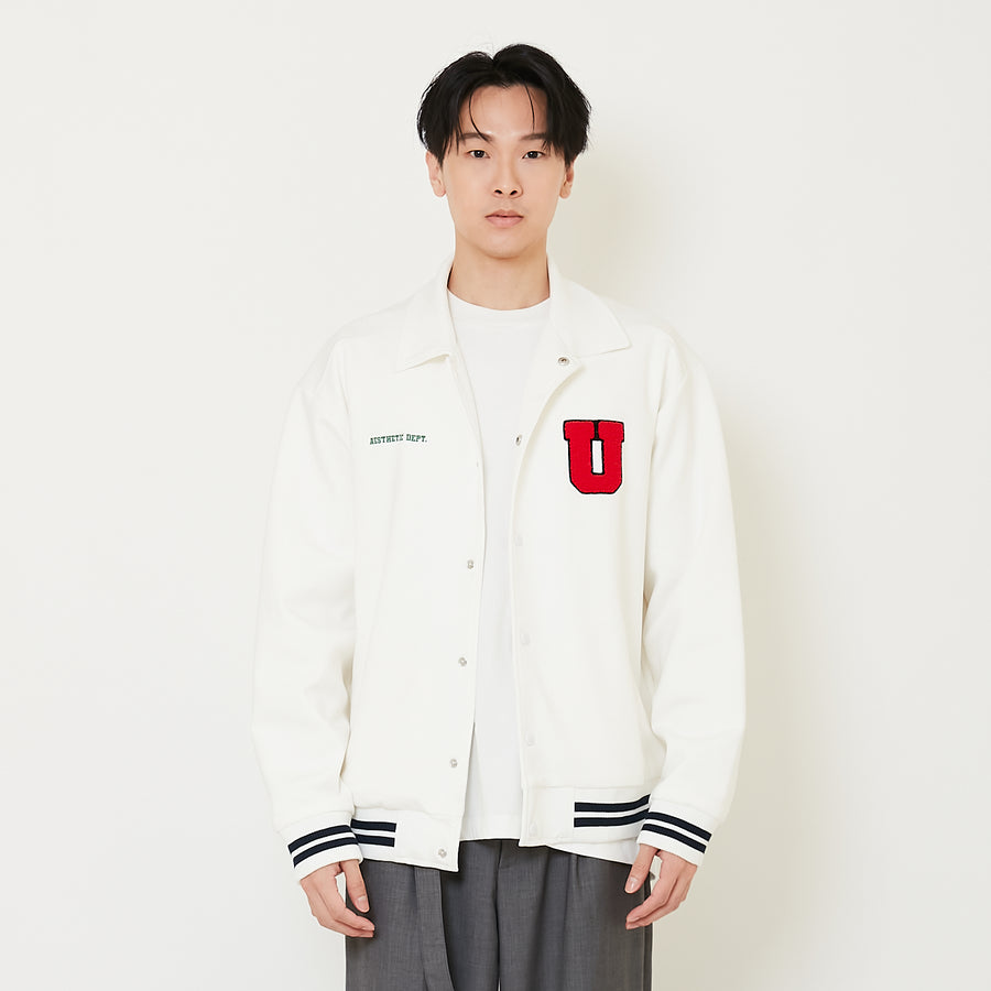 Men Oversized Varsity Jacket - Off White - SM2410200A