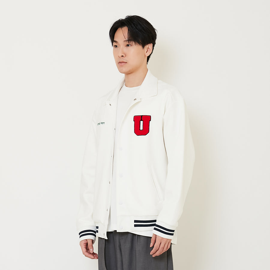 Men Oversized Varsity Jacket - Off White - SM2410200A
