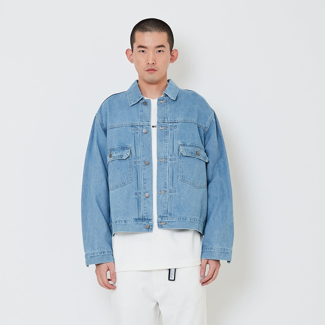 7dayz men oversized cropped denim jacket light blue sm2410209b