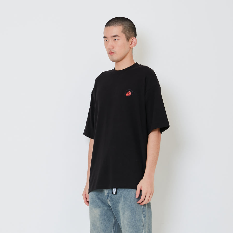 Men Printed Oversized Tee - Black - SM2411218D