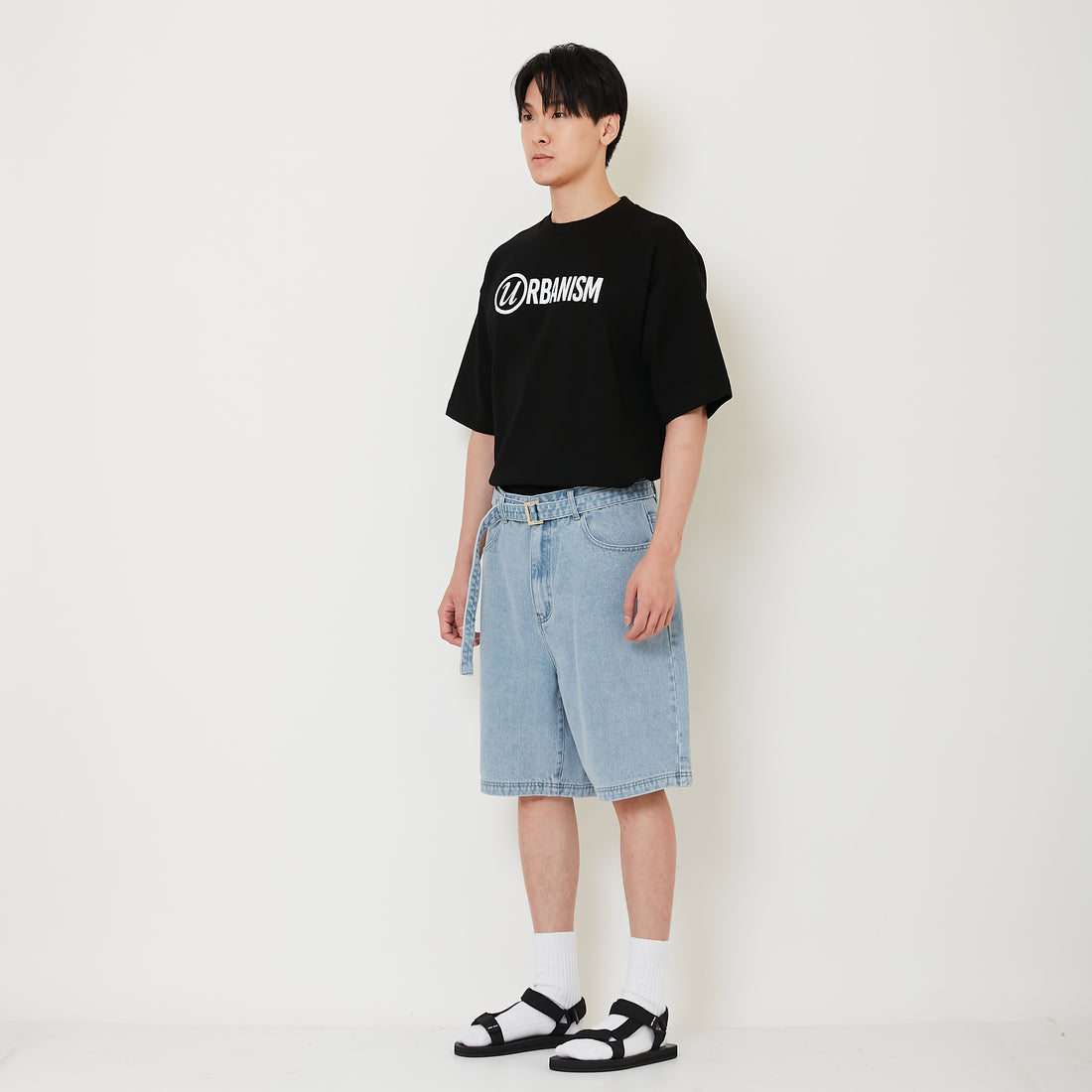 Men Baggy Fit Jorts - Light Blue - SM2411223B