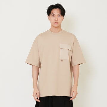 Men Oversized Pocket Tee - Sand - SM2411228B