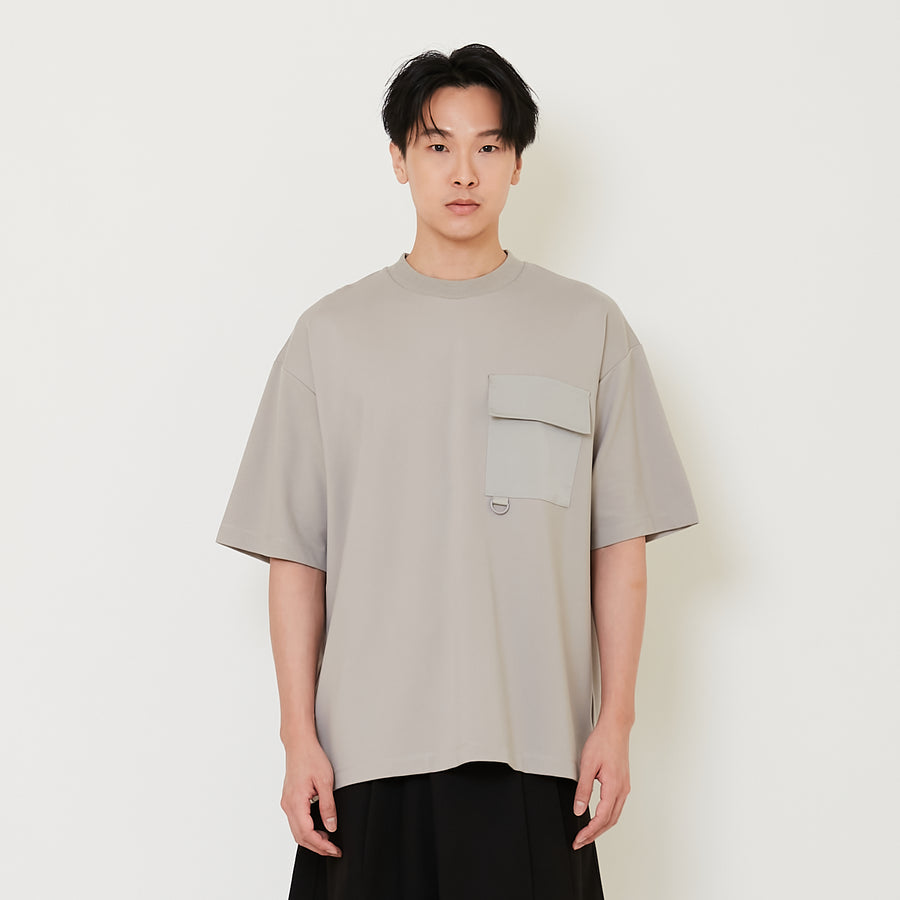 Men Oversized Pocket Tee - Light Grey - SM2411228C