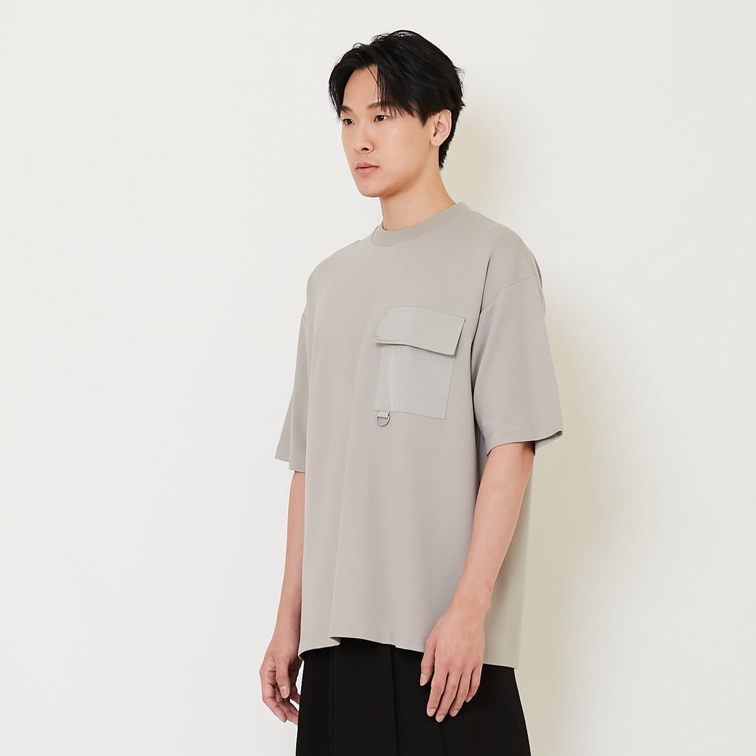 Men Oversized Pocket Tee - Light Grey - SM2411228C