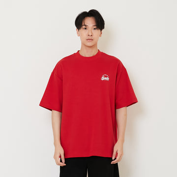 Men Printed Oversized Tee - Dark Red - SM2411229C
