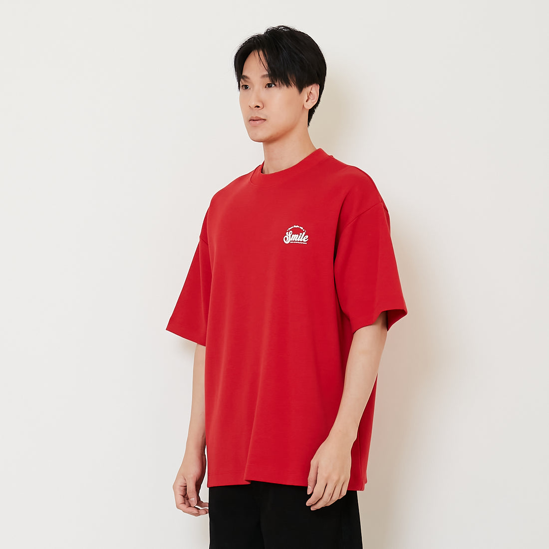 Men Printed Oversized Tee - Dark Red - SM2411229C