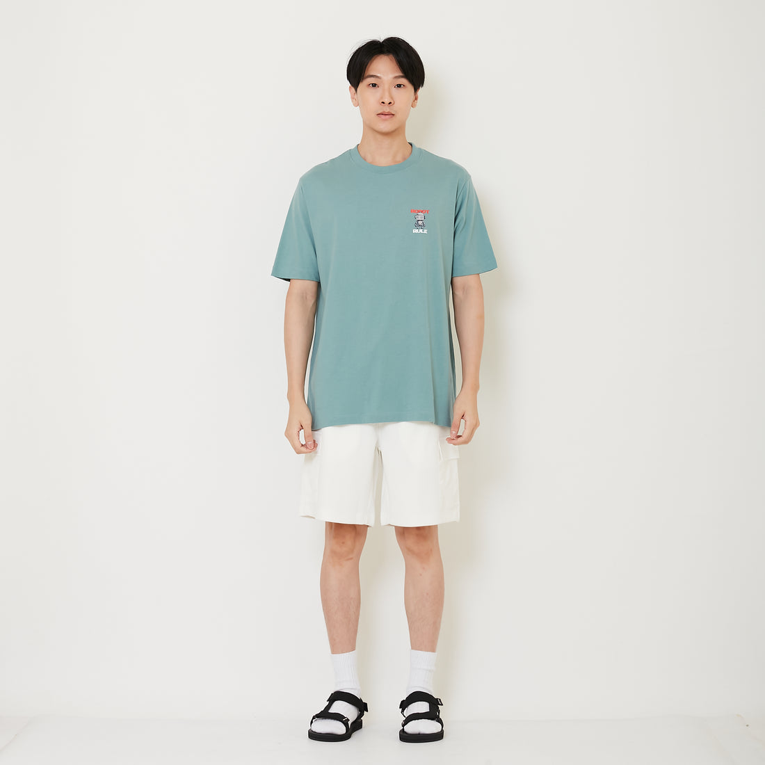 Men Waffle Knit Cargo Shorts - Off White - SM2411230A