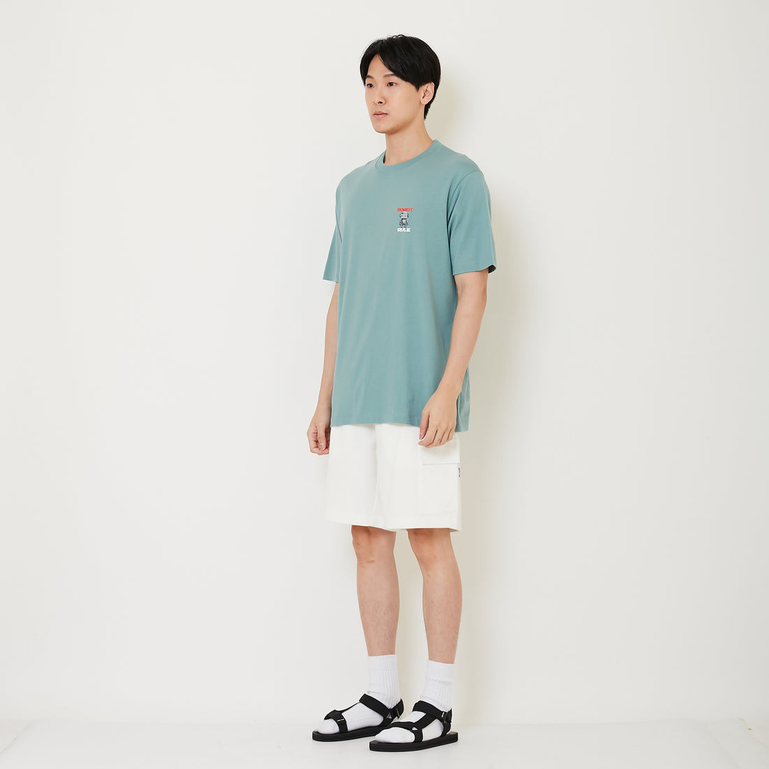 Men Waffle Knit Cargo Shorts - Off White - SM2411230A