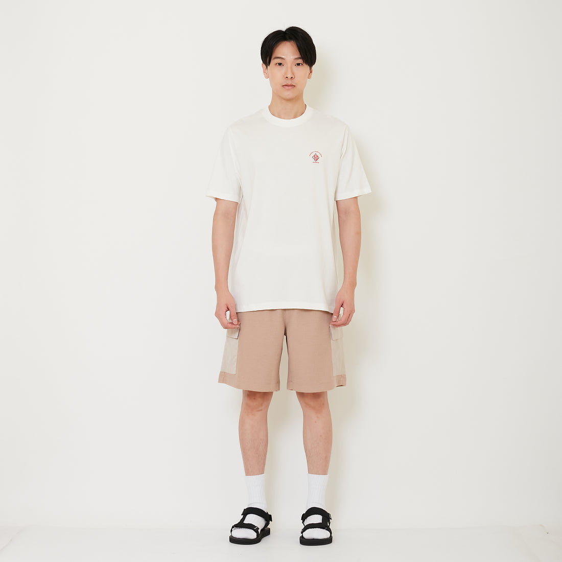 Men Waffle Knit Cargo Shorts - Khaki - SM2411230B