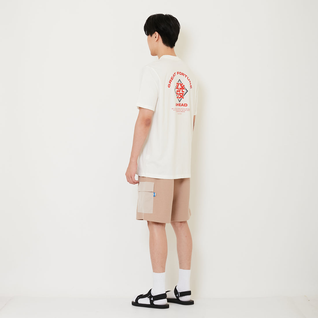 Men Waffle Knit Cargo Shorts - Khaki - SM2411230B