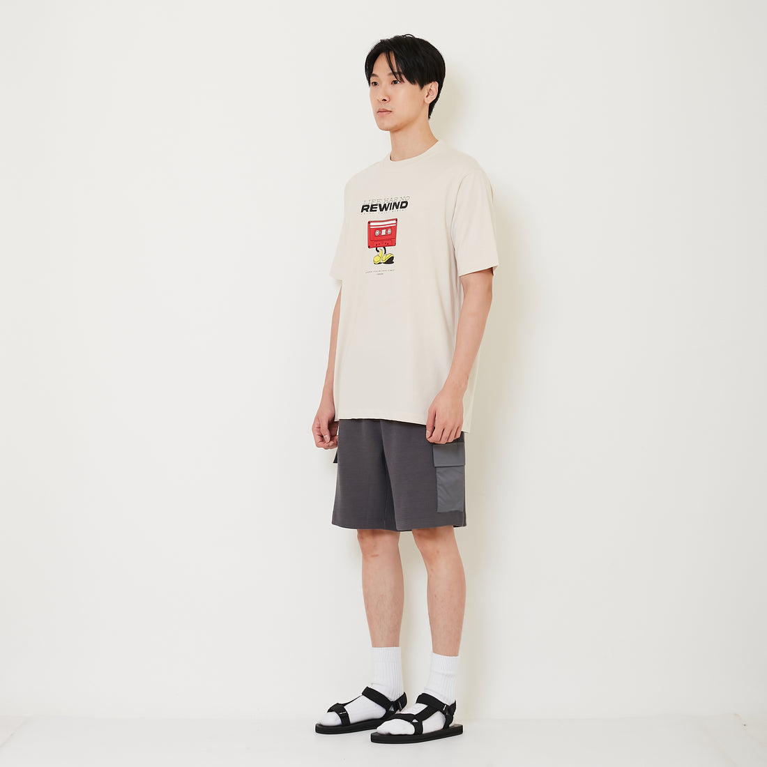Men Waffle Knit Cargo Shorts - Metal - SM2411230C