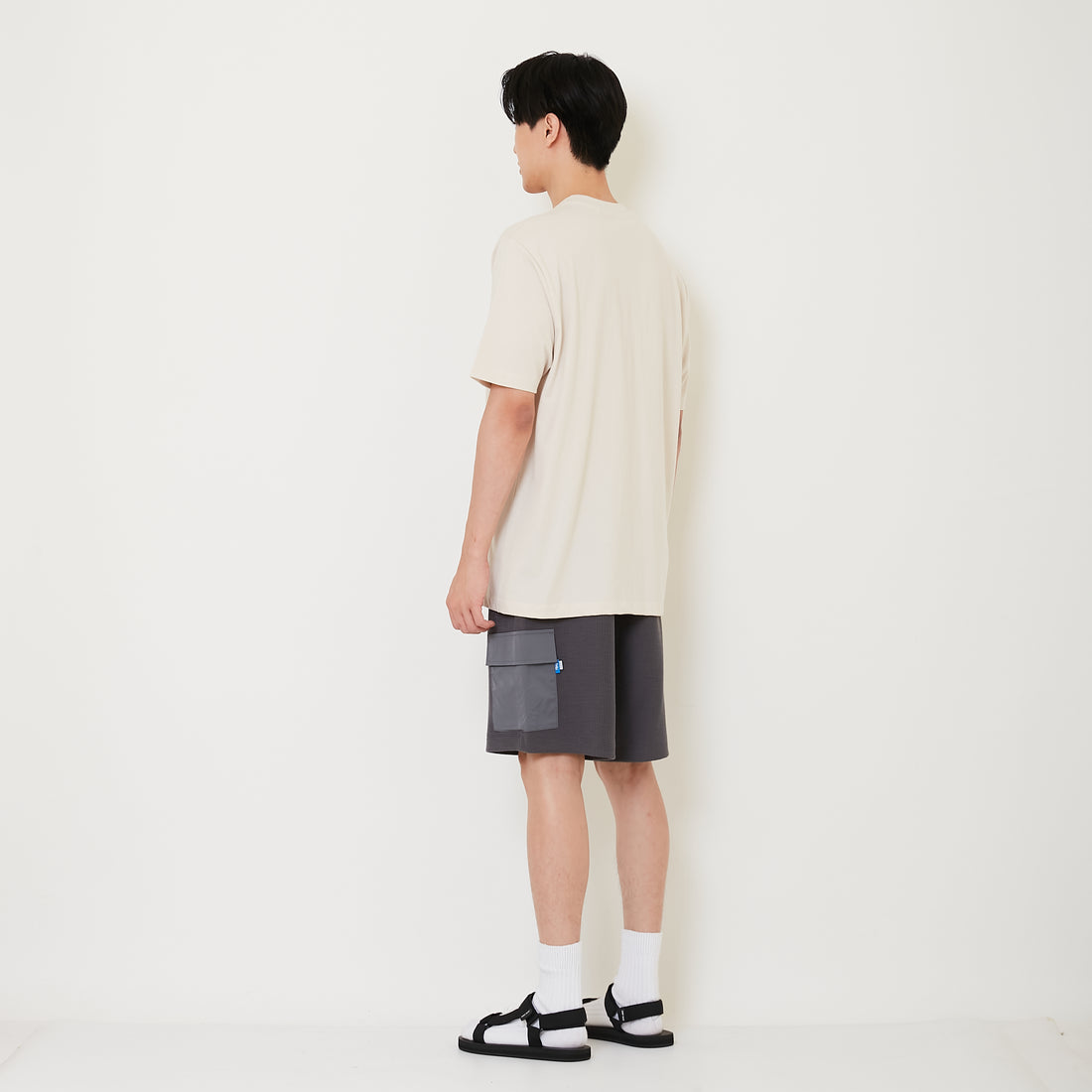 Men Waffle Knit Cargo Shorts - Metal - SM2411230C