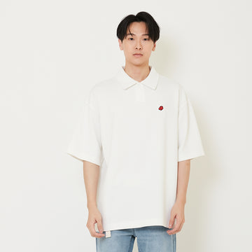 Men Oversized Polo Tee - Off White - SM2411232A