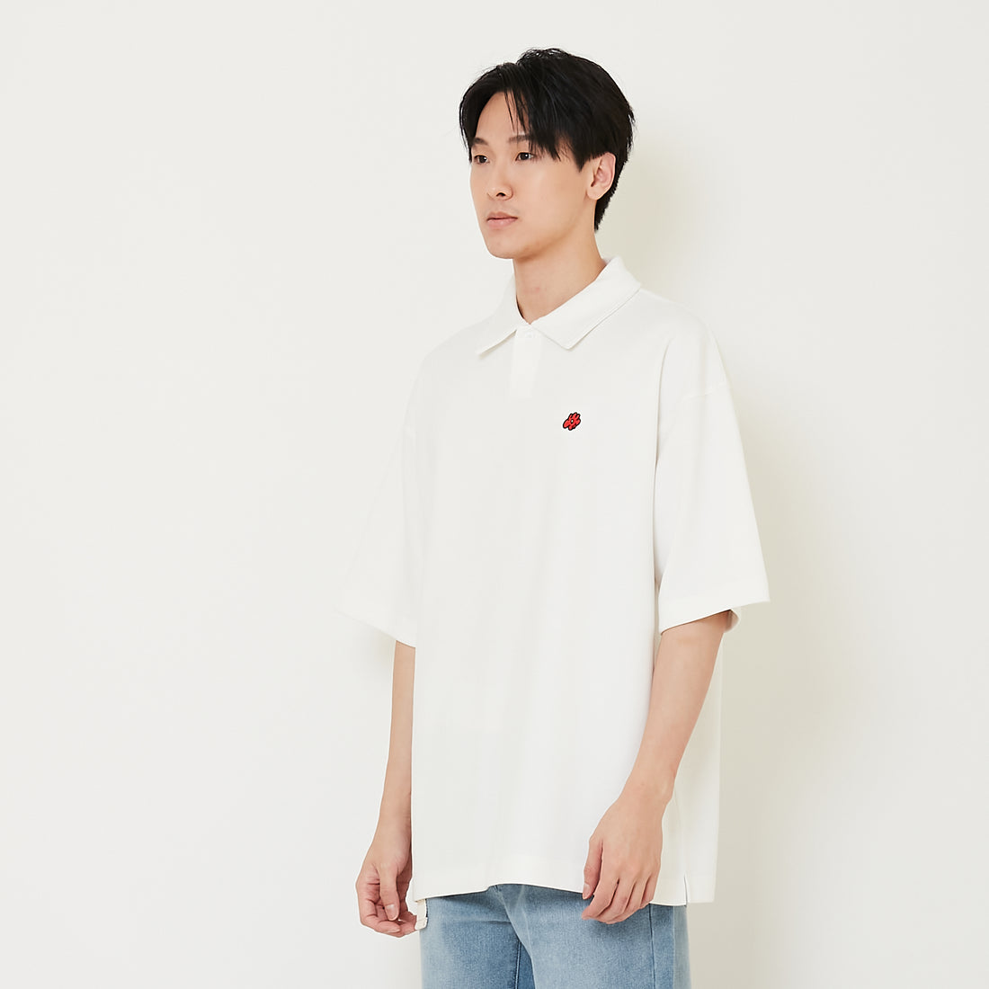 Men Oversized Polo Tee - Off White - SM2411232A