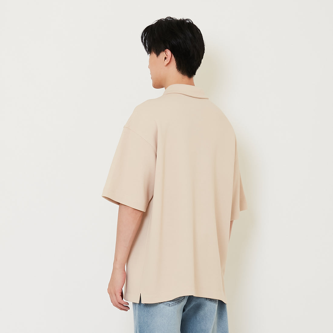 Men Oversized Polo Tee - Beige - SM2411232B