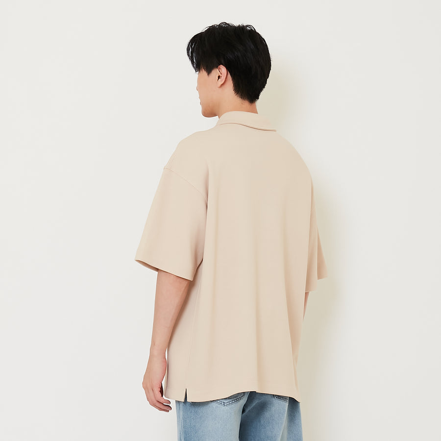 Men Oversized Polo Tee - Beige - SM2411232B
