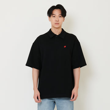Men Oversized Polo Tee - Black - SM2411232C