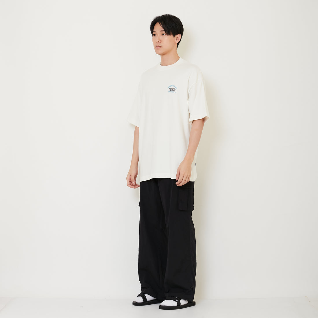 Men Nylon Cargo Long Pants - Black - SM2411241C