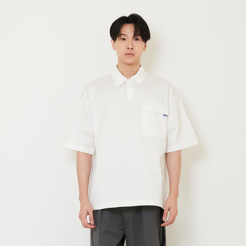 Men Oversized Nylon Polo Tee - Off White - SM2412251A