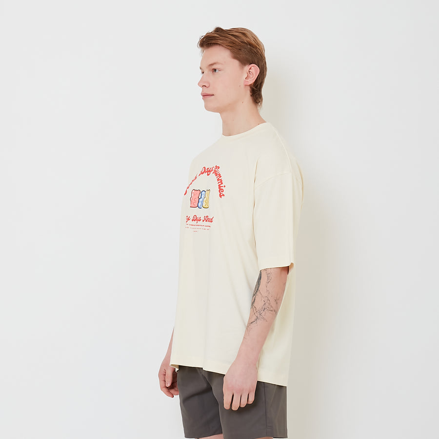 Men Printed Oversized Tee - Cream - SM2501002B