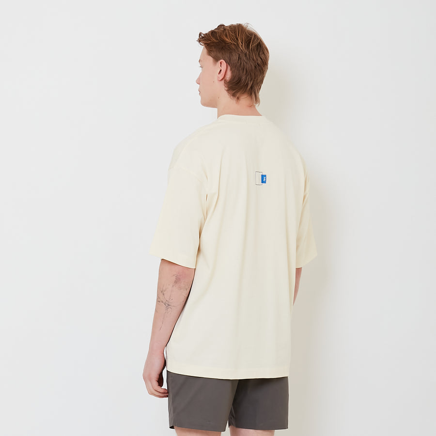 Men Printed Oversized Tee - Cream - SM2501002B