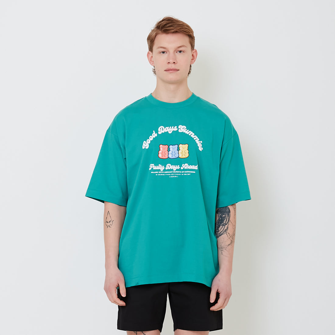 Men Printed Oversized Tee - Green - SM2501002C