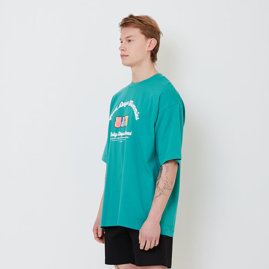 Men Printed Oversized Tee - Green - SM2501002C